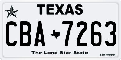 TX license plate CBA7263