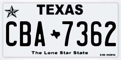 TX license plate CBA7362