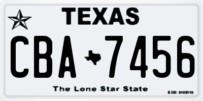 TX license plate CBA7456