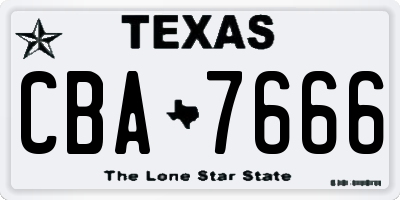 TX license plate CBA7666
