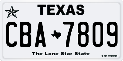 TX license plate CBA7809