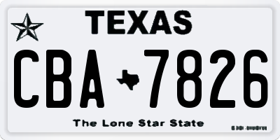 TX license plate CBA7826