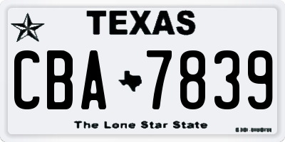 TX license plate CBA7839