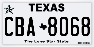 TX license plate CBA8068