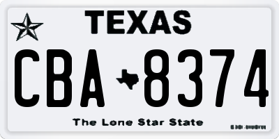 TX license plate CBA8374