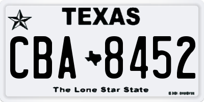 TX license plate CBA8452