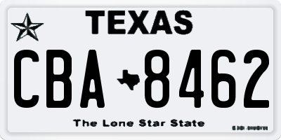 TX license plate CBA8462