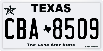 TX license plate CBA8509