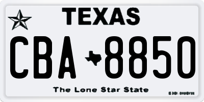 TX license plate CBA8850