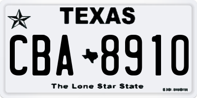 TX license plate CBA8910