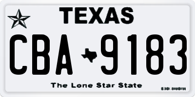 TX license plate CBA9183