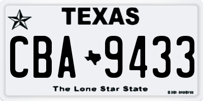 TX license plate CBA9433