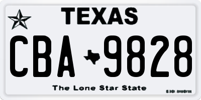 TX license plate CBA9828