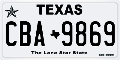 TX license plate CBA9869