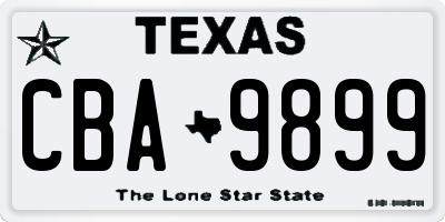 TX license plate CBA9899
