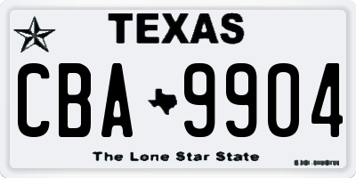 TX license plate CBA9904