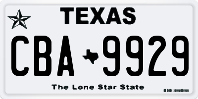 TX license plate CBA9929