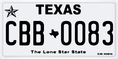 TX license plate CBB0083