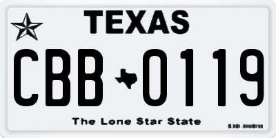 TX license plate CBB0119