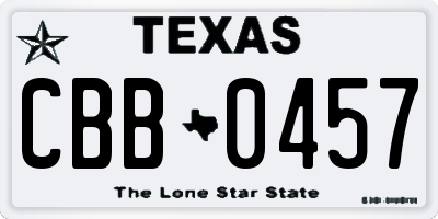 TX license plate CBB0457