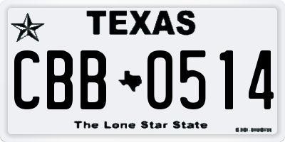 TX license plate CBB0514
