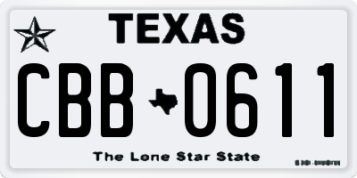 TX license plate CBB0611