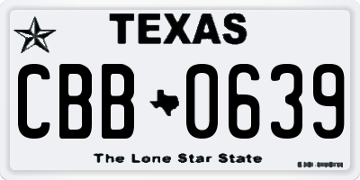 TX license plate CBB0639