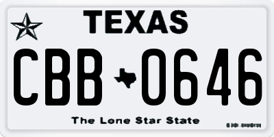 TX license plate CBB0646