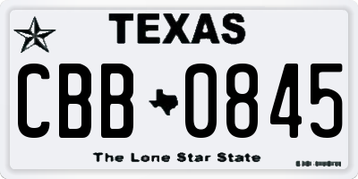 TX license plate CBB0845