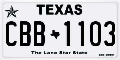 TX license plate CBB1103