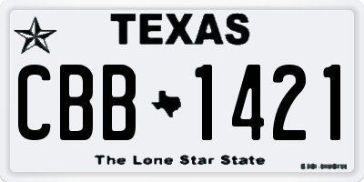 TX license plate CBB1421