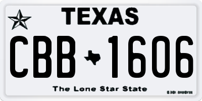 TX license plate CBB1606
