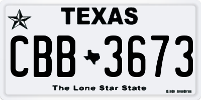TX license plate CBB3673