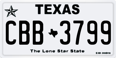 TX license plate CBB3799