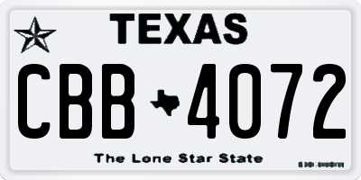 TX license plate CBB4072