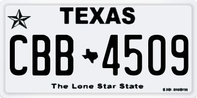 TX license plate CBB4509