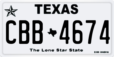 TX license plate CBB4674