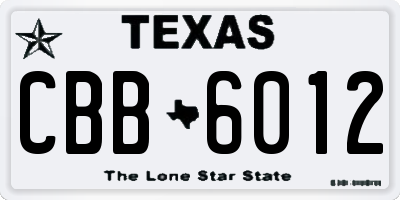 TX license plate CBB6012