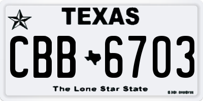 TX license plate CBB6703