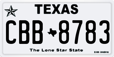 TX license plate CBB8783