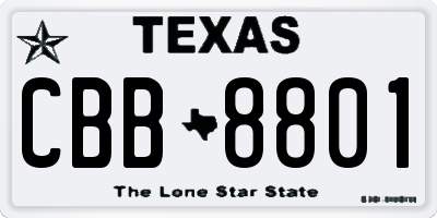 TX license plate CBB8801