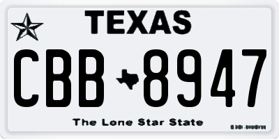 TX license plate CBB8947
