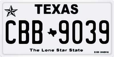 TX license plate CBB9039