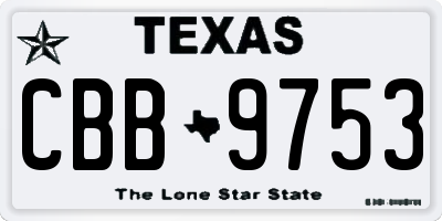 TX license plate CBB9753