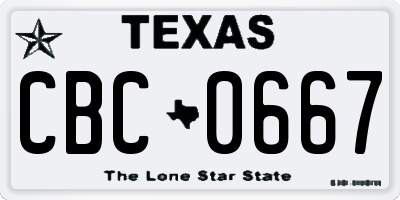 TX license plate CBC0667