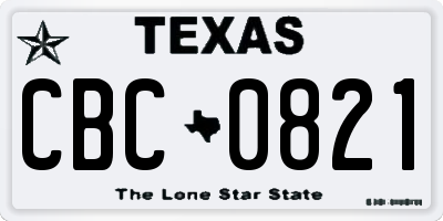 TX license plate CBC0821