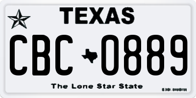 TX license plate CBC0889