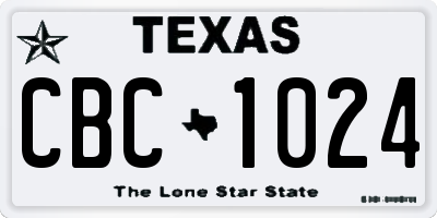 TX license plate CBC1024