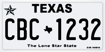TX license plate CBC1232