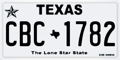 TX license plate CBC1782
